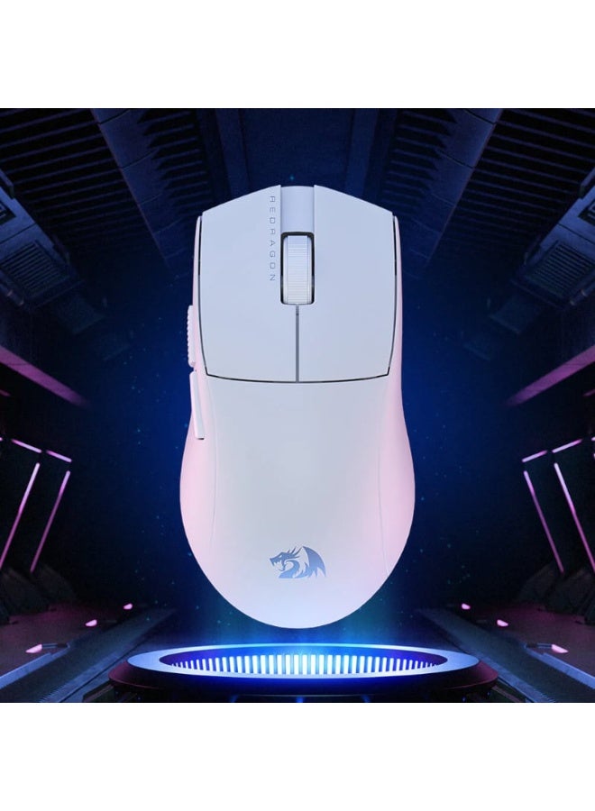 REDRAGON K1NG M916 PRO 1K Hz Wireless Gaming Mouse – 3 Modes (2.4GHz/Bluetooth/Wired USB-C), 26,000 DPI, 5 Adjustable DPI Levels, 49g Lightweight, Huano 50M Clicks, Programmable Buttons, Ergonomic Design, Long Battery Life, White | M916W-PRO-1K - Image 3