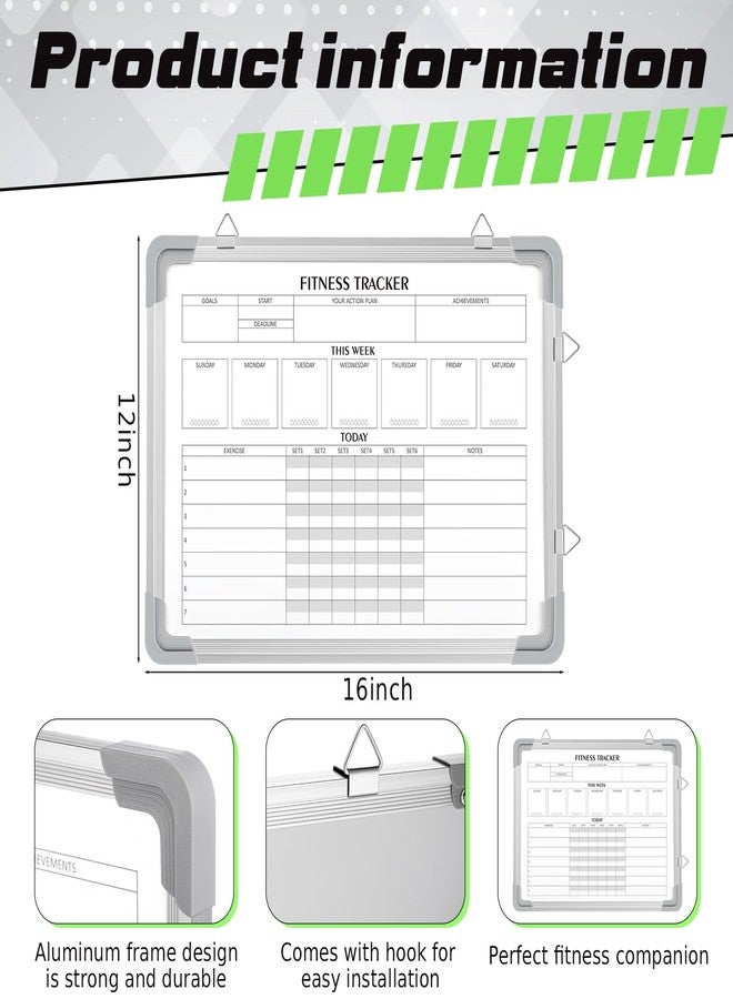Lincia Fitness Tracker Whiteboard Workout Calendar for Home Gym Dry Erase Planner Hanging Removable to Do List for Wall Whiteboard with Aluminum Frame for Gym Fitness Program(16 * 12 Inch) - Image 2