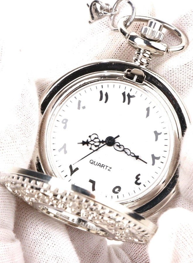 Vintage pocket watch with elegant silver engravings for men and women – classic luxury design - Image 2