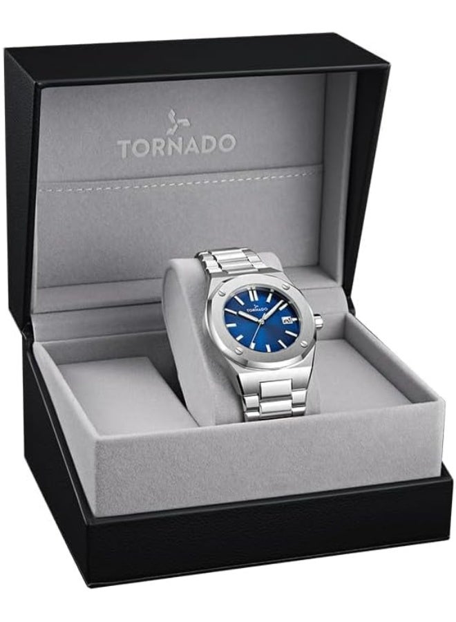 Tornado AURORA TWILIGHT Men's Watch, Analog Display and Steel Strap - T23003-SBSN, Silver - Image 5
