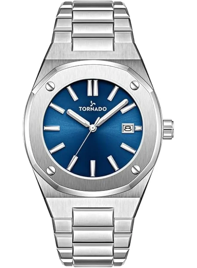 TORNADO Tornado AURORA TWILIGHT Men's Watch, Analog Display and Steel Strap - T23003-SBSN, Silver