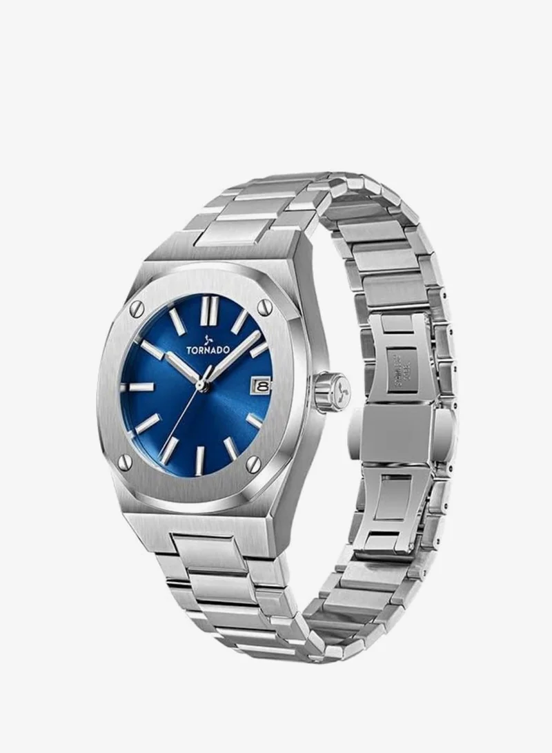 Tornado Blue Tornado AURORA TWILIGHT Men's Watch, Analog Display and Steel Strap - T23003-SBSN, Silver for Men | Best Price UAE