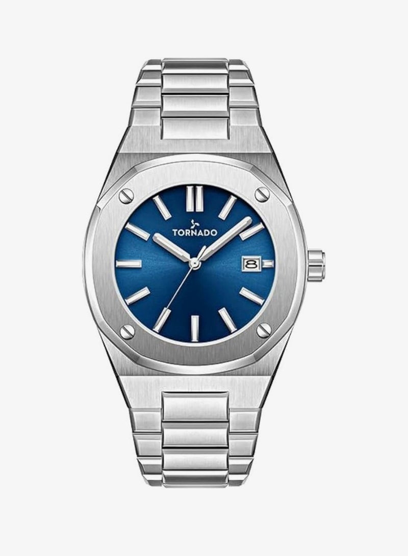 Tornado AURORA TWILIGHT Men's Watch, Analog Display and Steel Strap - T23003-SBSN, Silver - Image 1