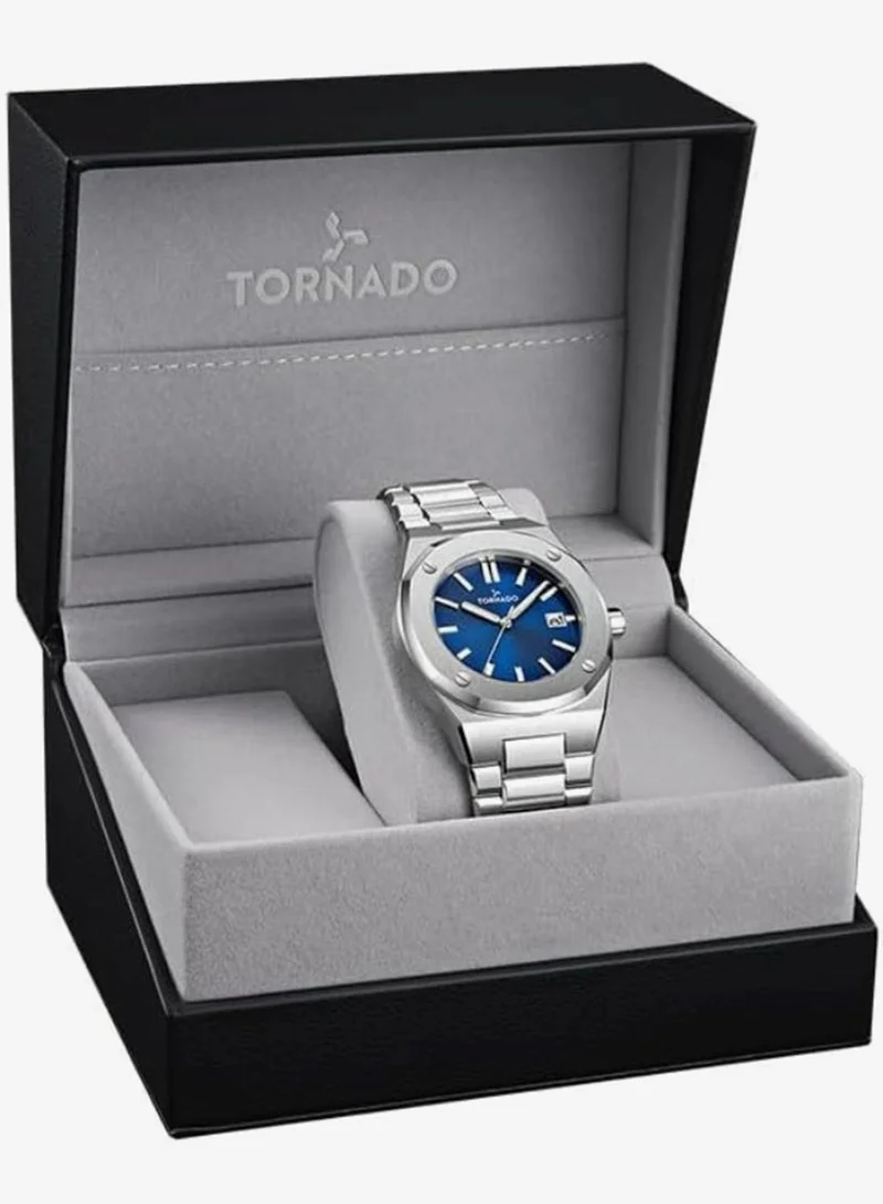 Tornado Blue Tornado AURORA TWILIGHT Men's Watch, Analog Display and Steel Strap - T23003-SBSN, Silver for Men | Best Price UAE
