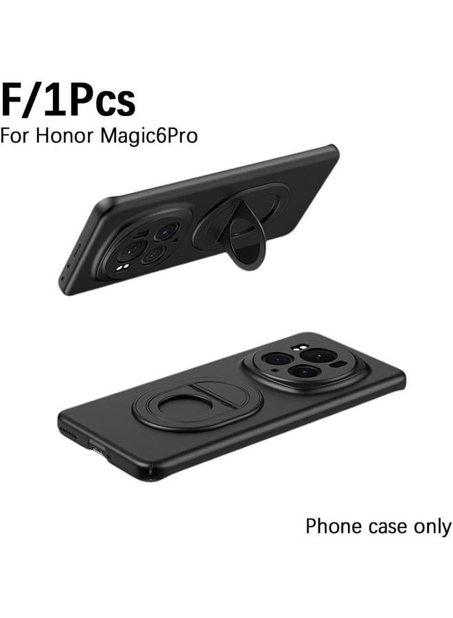 erorex Case Compatible With Honor Magic 6 Pro 5G Pc Shockproof Magnetic Ring Car Mount Stand Bumper Cover For Honor Magic 6 Pro 5G Black - Image 2