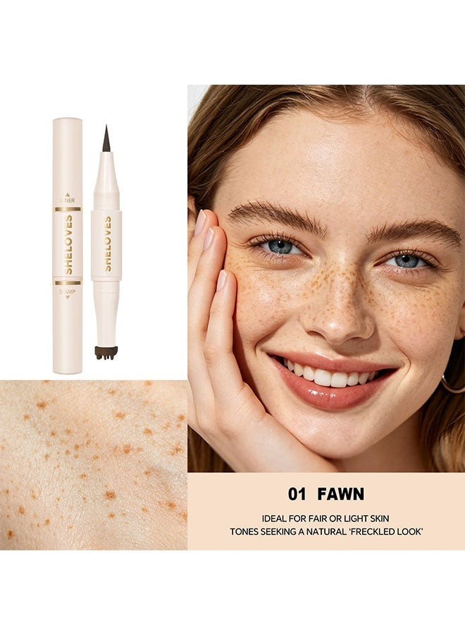 Sheloves Freck Please Freckle Tint,2 In 1 Freckle Stamp Pen, Waterproof & Quick-Dry Fake Freckle Pen for Natural Sun-Kissed Look, Long-Lasting Freckle Makeup Stamp. 01 FAWN - Image 2