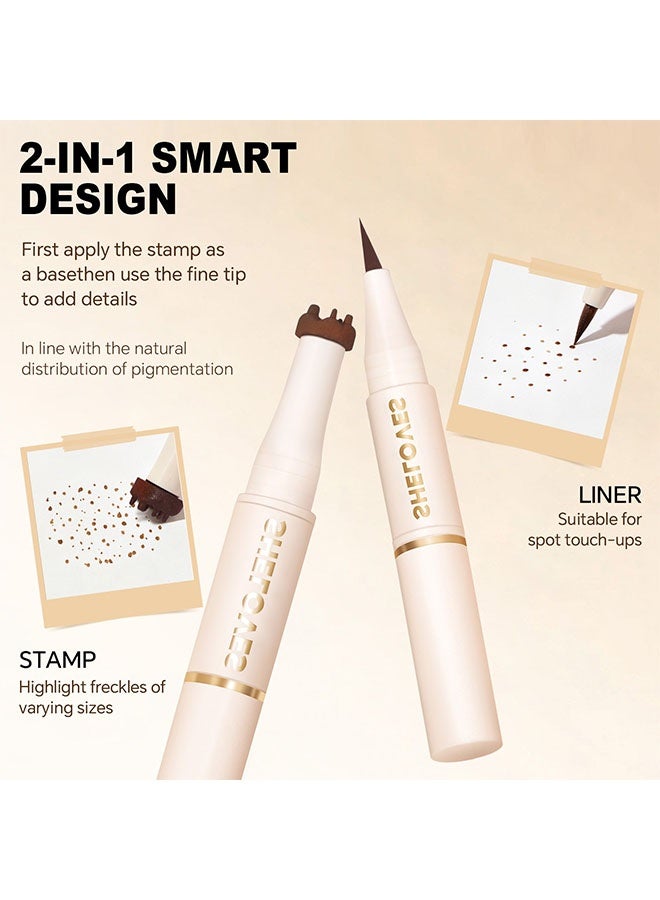 Sheloves Freck Please Freckle Tint,2 In 1 Freckle Stamp Pen, Waterproof & Quick-Dry Fake Freckle Pen for Natural Sun-Kissed Look, Long-Lasting Freckle Makeup Stamp. 01 FAWN - Image 4