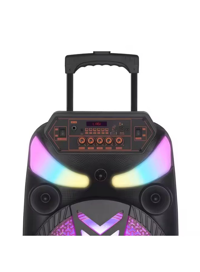 Portable Wireless Blue-tooth Karaoke Speaker With Mic Stereo HIFI Bass LED Colorful Light Party Trolley - Image 5