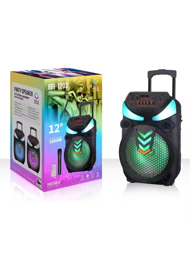 Portable Wireless Blue-tooth Karaoke Speaker With Mic Stereo HIFI Bass LED Colorful Light Party Trolley - Image 2