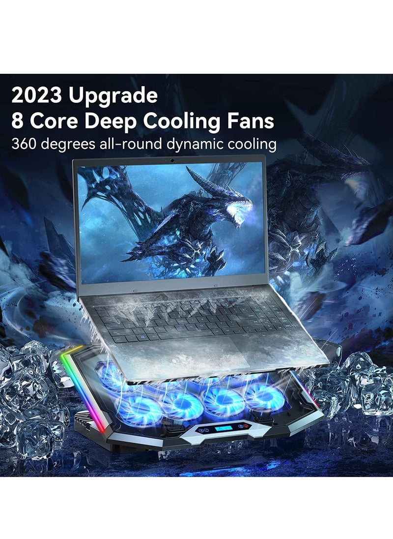 Generic Gaming Laptop Cooling Pad with 8 Cooling Fans, Laptop Fan Cooling Pad for Laptop ,RGB Laptop Cooler Stand with 6 Height Adjustable, Two USB Port, Phone Stand  - Image 2
