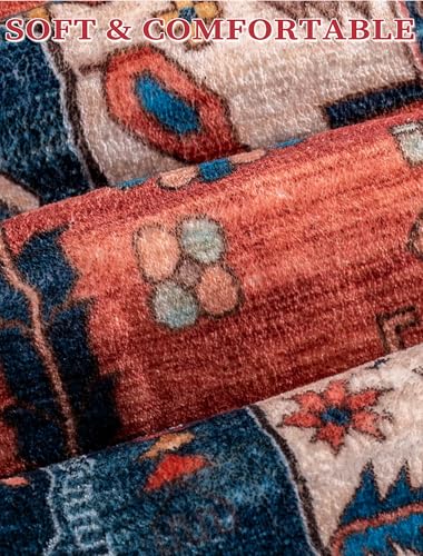 SERISSA Boho Washable Runner Rug, 2x6 Rug Runner Non-Slip Vintage Rust Hallway Kitchen Runner Rug Ultra Soft Print Distressed Tribal Floor Carpet Runner for Bedroom Bathroom Laundry Living Room - Image 4