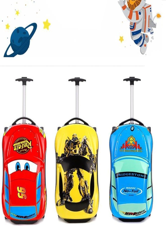 ADSON (Set of 2 Pcs - Trolley Bag and Picnic Bag 4D Car Shape Children Travel Luggage Spinner Rolling Universal Wheels with Telescoping Handle Suitcase Trolley Set 18 inch (Car Blue) - Image 4