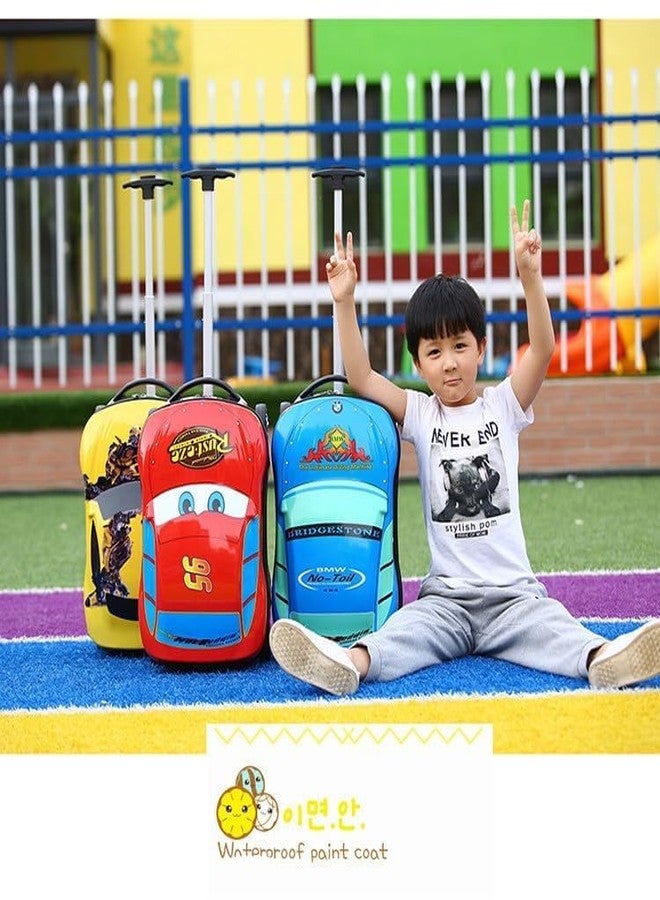 ADSON (Set of 2 Pcs - Trolley Bag and Picnic Bag 4D Car Shape Children Travel Luggage Spinner Rolling Universal Wheels with Telescoping Handle Suitcase Trolley Set 18 inch (Car Blue) - Image 2