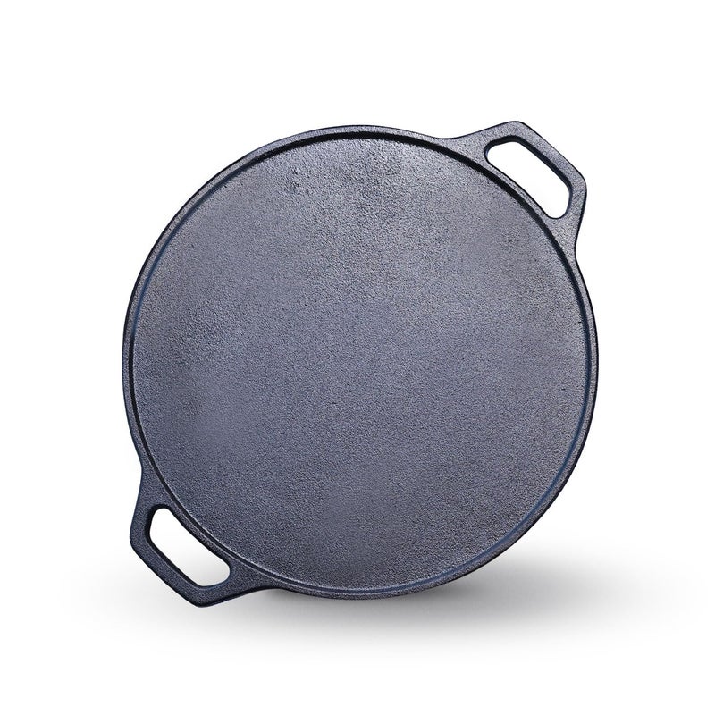 Kichera Pre Seasoned Double Loop Handle Cast Iron Dosa Tawa Roti Pan12Inch NonStick Cookware 30cm Diameter 3kg Weight Induction Friendly Pure ToxinFree - Image 1