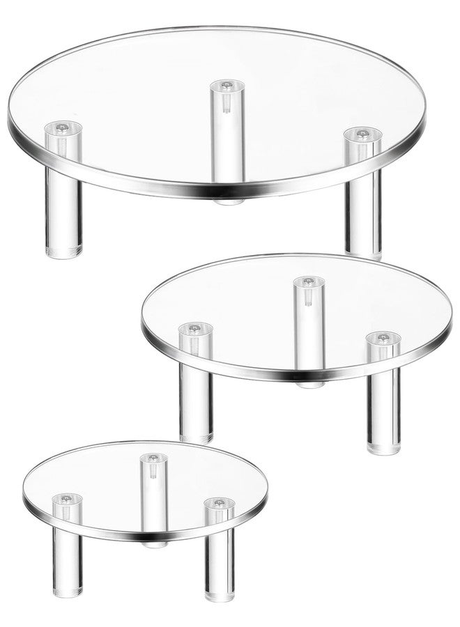 Lineshading 3 Pcs Round Acrylic Display Riser Clear Round Stands Clear Pedestal Riser Board for Cake Plant Dessert Jewelry Collectibles Cupcakes Figures Organizer Home Decor Wedding Birthday Party(6'',8'',10'') - Image 1