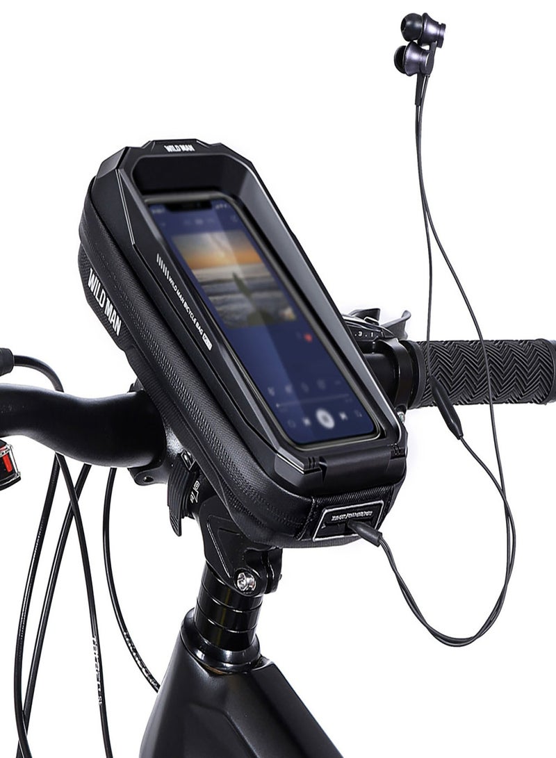 WILD MAN Bike Phone Bag Bicycle Handlebar Bag Front Frame Bag EVA Waterproof Cycling Storage Bag 0.6L with Touchscreen for Mountain Bike Road Bike - Image 5