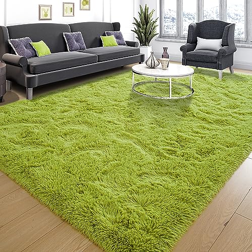 Tepook Super Soft Fluffy Rug for Bedroom Modern Shaggy Fuzzy Kids Rugs for Living Room Plush Indoor Nursery Home Decor Dorm Carpet with NonSlip Bottom Grass Green 4 X 6 Feet - Image 1