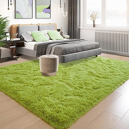 Tepook Super Soft Fluffy Rug for Bedroom Modern Shaggy Fuzzy Kids Rugs for Living Room Plush Indoor Nursery Home Decor Dorm Carpet with NonSlip Bottom Grass Green 4 X 6 Feet - Image 3