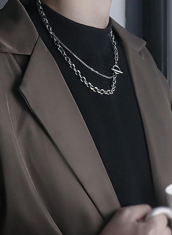 DUNISO Fashionable Necklace and Bracelet Chain set Cool Sweater Chain for Men and Women Jewelry Gift for Lover and Friend  - Image 2