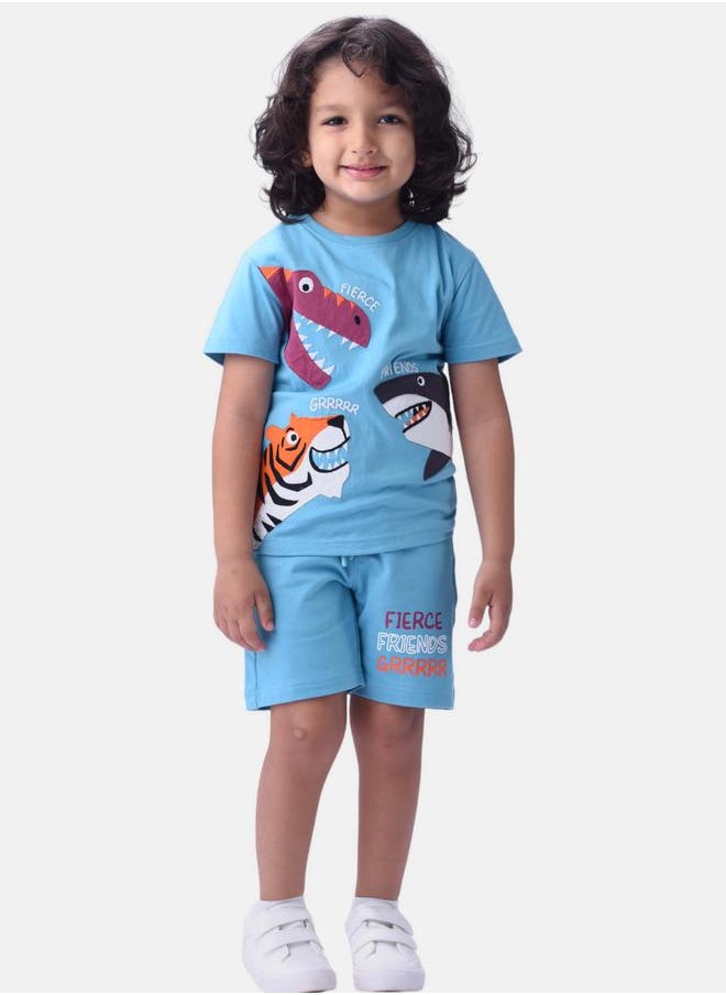 URBASY - Patch Design T-Shirt & Shorts Set by Styli - Image 1