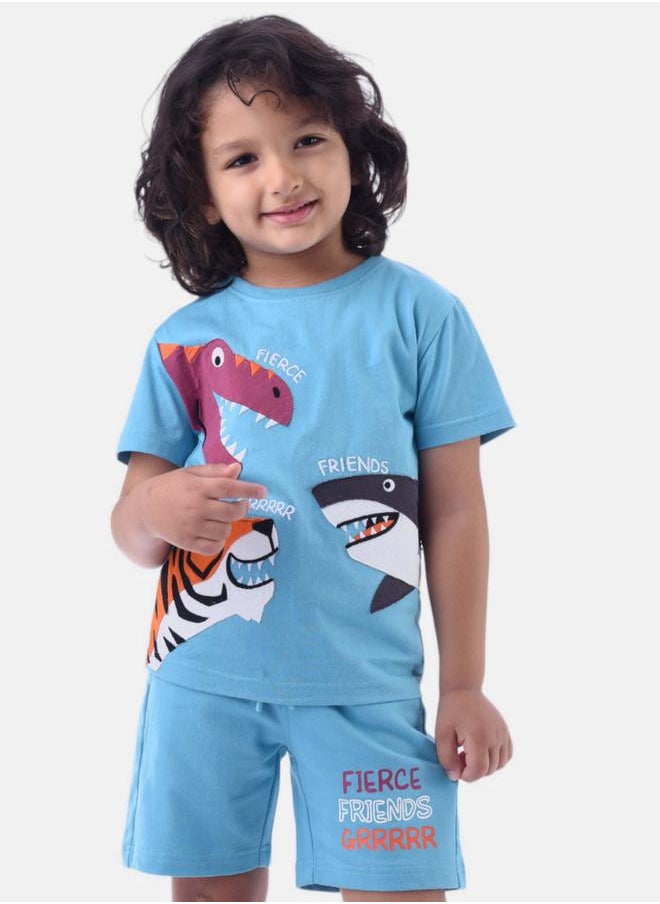 URBASY - Patch Design T-Shirt & Shorts Set by Styli - Image 1