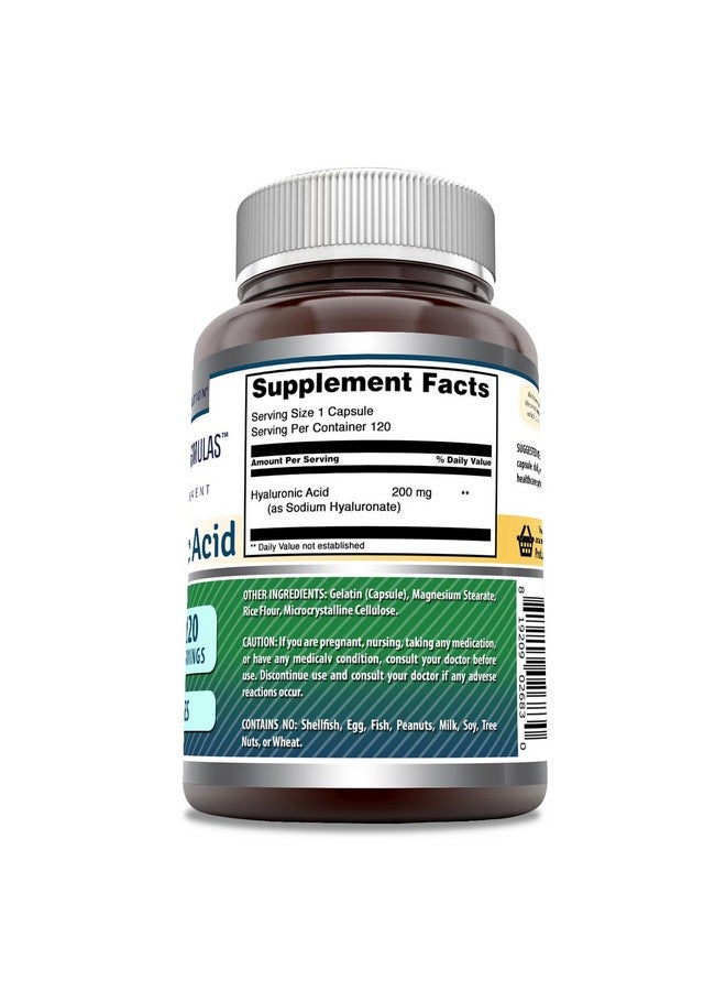 Amazing Nutrition Amazing Formulas Hyaluronic Acid Supplement | 200 Mg Per Serving | 120 Capsules | Non-GMO | Gluten Free | Made in USA - Image 2