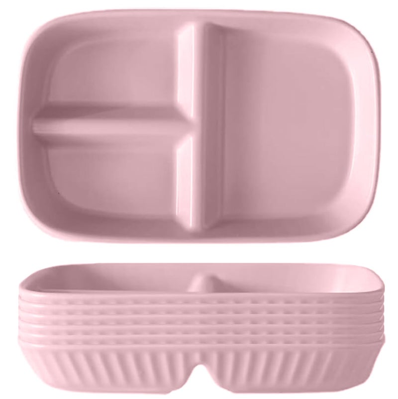 Oicia Portion Control Plate for Balanced Eating Unbreakable Divided Plates Compartment Dishes Reusable Plate Weight Loss BPA Free for Adults Divided Design for Picky Eaters Pink Pack of 6 - Image 1