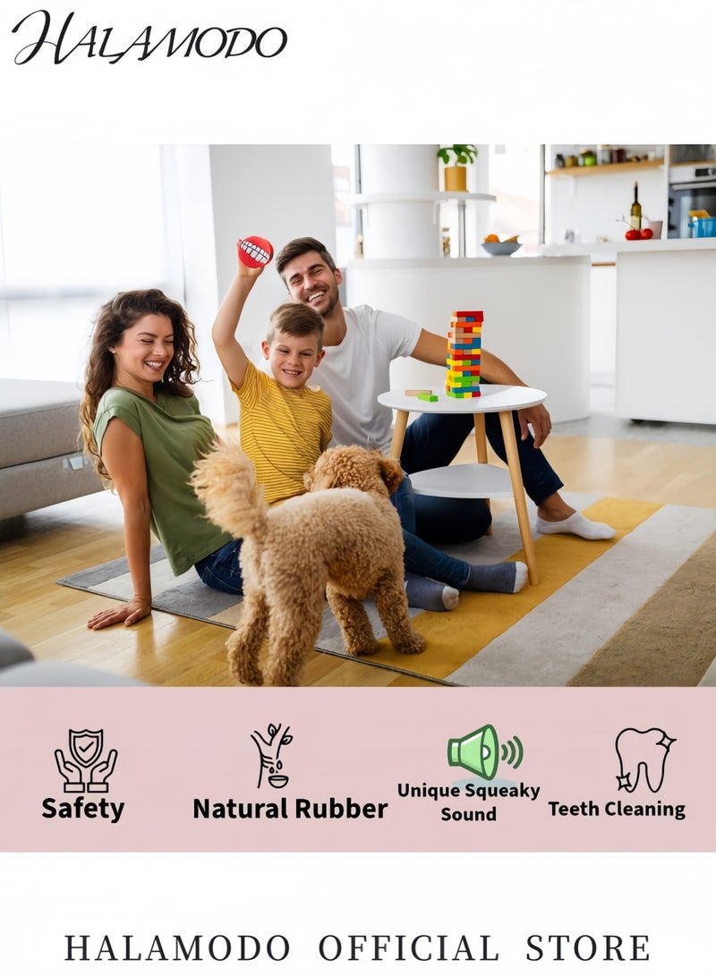Halamodo كرة كلاب مبتسمة تصدر صفير لعبة لصحة الأسنان واللثة للكلاب العدوانية لعبة صفير لتخفيف التوتر للكلاب الكبيرة والمتوسطة لعبة مضغ لتنظيف الأسنان - Image 2