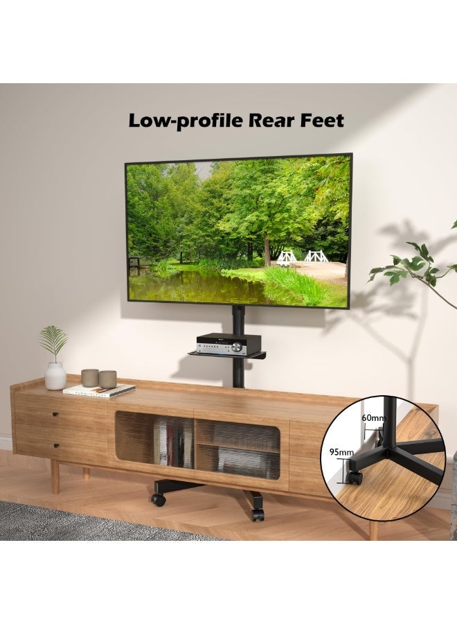 Arabest Stand on Wheels, Tilting, Height-Adjustable Rollable TV Stand with Media Tray for 24-60 Inch LED, LCD, OLED Flat and Curved TVs, Holds up to 45kg - Image 3
