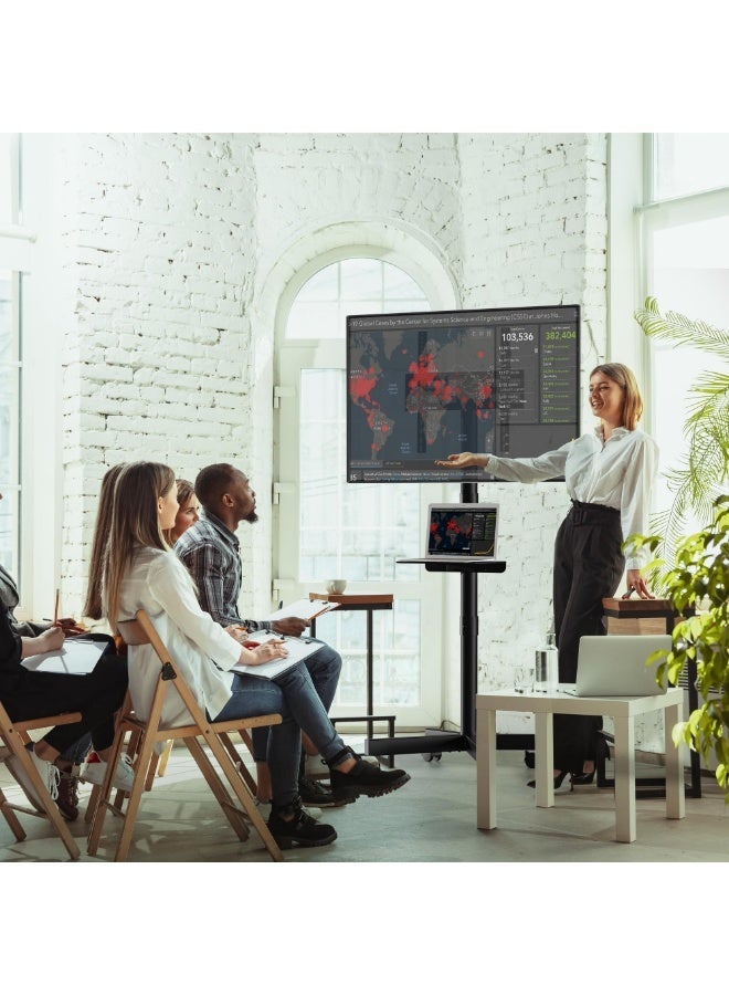 Arabest Stand on Wheels, Tilting, Height-Adjustable Rollable TV Stand with Media Tray for 24-60 Inch LED, LCD, OLED Flat and Curved TVs, Holds up to 45kg - Image 2