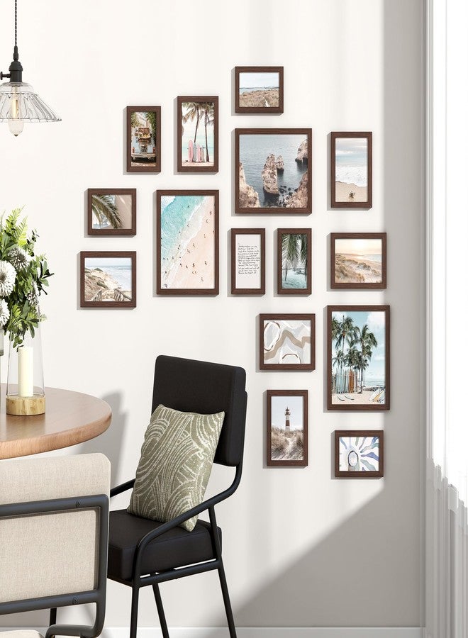 Venusmiles 15 Pack Picture Frames Collage Wall Decor, Gallery Frame Set for Wall Mounting or Tabletop Display, Multi Sizes Including 3pcs 8x10, 6pcs 5x7, 6pcs 4x6, Walnut - Image 2