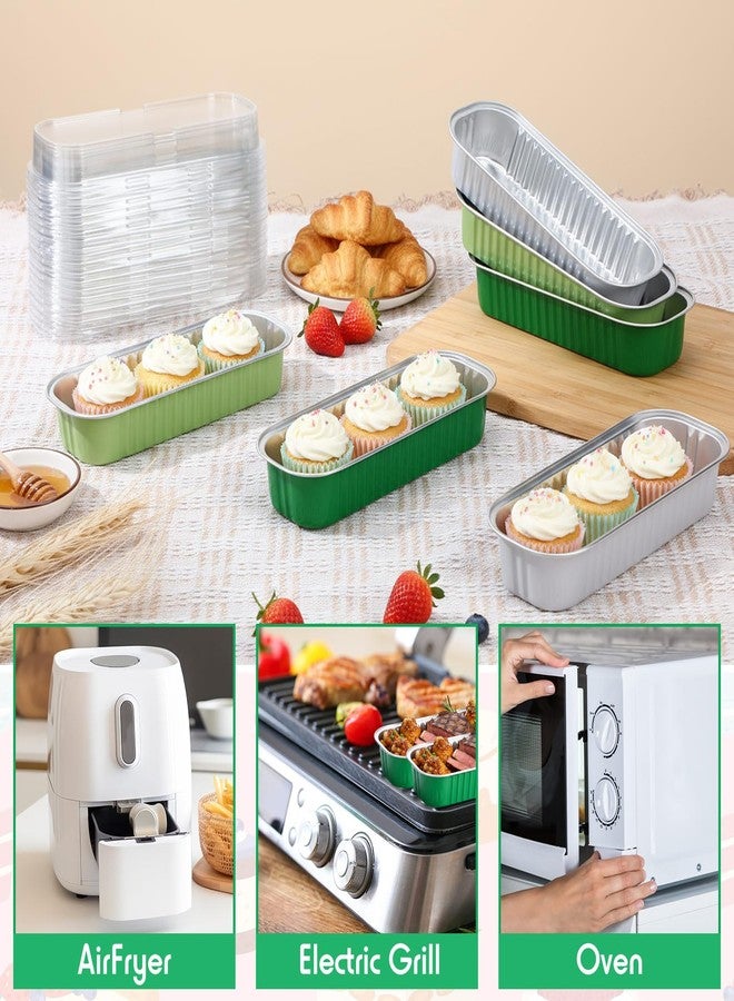 Blushtier 540 Pcs Sage Green Mini Loaf Pans with Lids and Spoons 6.8 oz Rectangular Aluminum Foil Baking Pans Mini Cake Tins for Wedding Birthday Party - Image 3