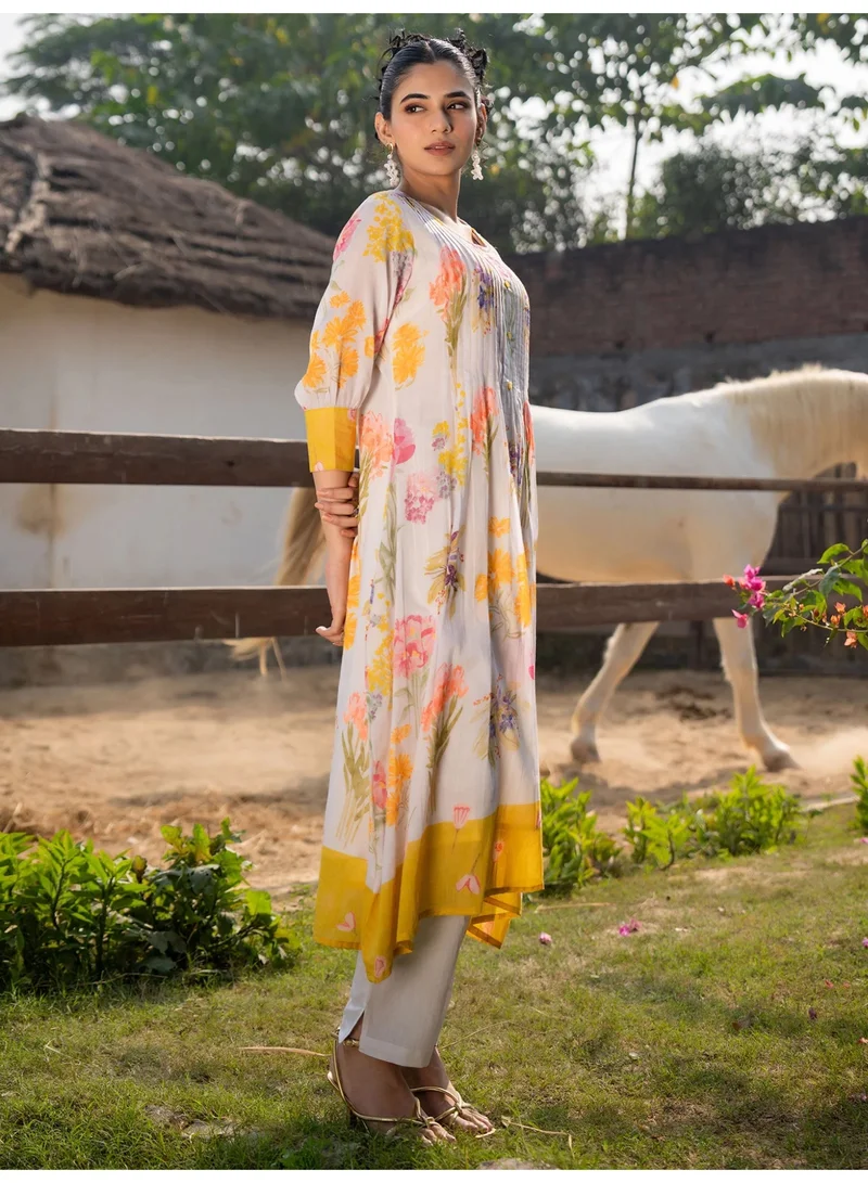 Ameya  multi-printed-a-line-kurta-trousers-set for Women | Best Price UAE