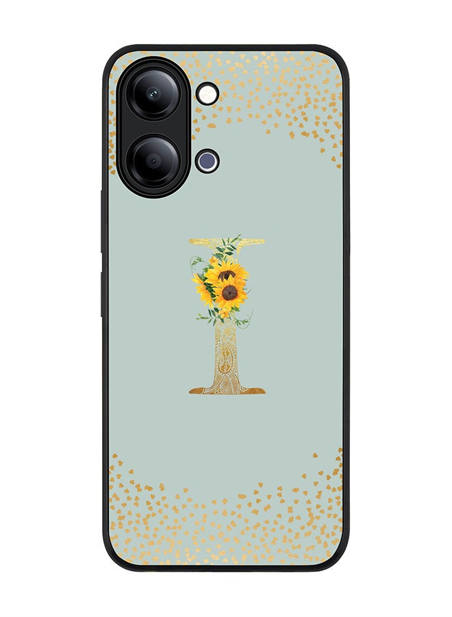 Stylizedd For vivo Y05 4G / Y6t 5G Case,Slim fit Camera Protection, Shockproof Thin Phone cover  - Custom Floral Monogram - I  (Light Grey ) - Image 1