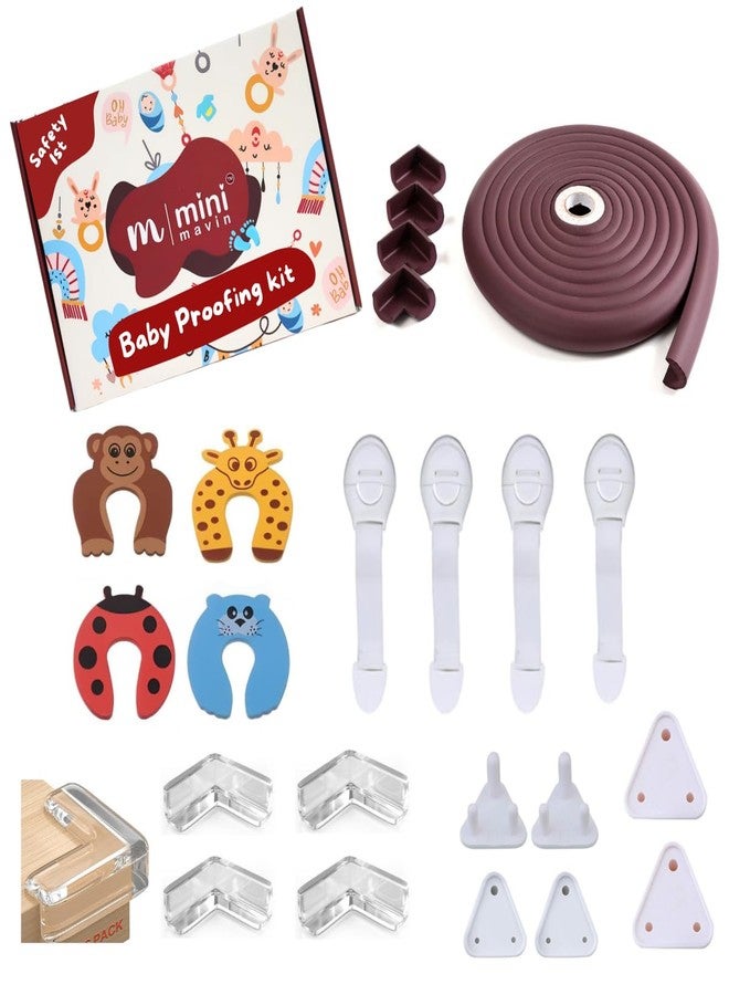 MINI MAVIN MiniMavin Baby Safety Kit - 24 pcs Set | Includes Edge Protector (6.5ft), Corner Guards, Door Stoppers, Socket Covers & Cabinet Locks | Baby Proofing Essentials for Home - Image 1
