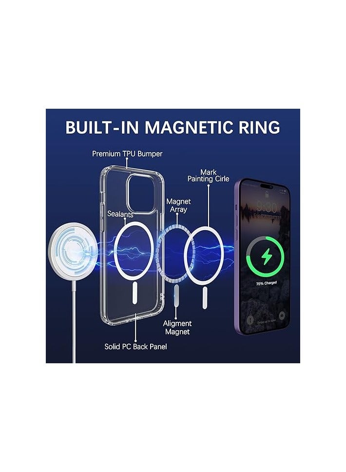 iPhone 14 Pro Case Compatible with Magsafe, Clear Magnetic Case for iPhone 14Pro Anti Yellowing Shockproof Cover Protection [2022][6.1 inch] - Image 3