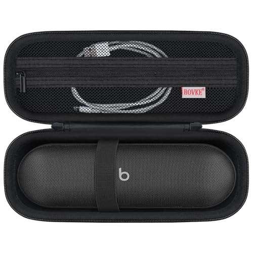 BOVKE Carrying Case for Beats Pill - Portable Bluetooth Speaker, New Beats Pill Wireless Speaker Travel Holder Bag with Extra Mesh Pocket for Charging Cables, Accessories, Black - Image 1
