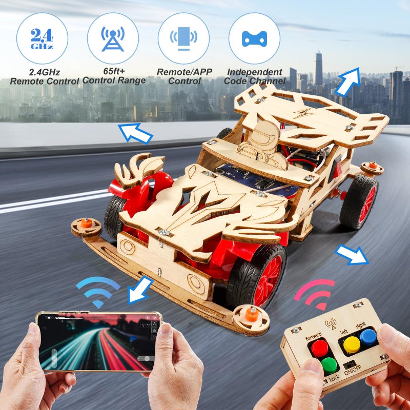 Yutin STEM Kits for Kids Age 8-10, STEM Toys for Boys 8-13, Remote Control Model Car Building Kits, Wood 3D Puzzles 8-12, Science Crafts Projects, Gifts for 8 9 10 11 12 13 14 Year Old Teen Boys Girls - Image 2