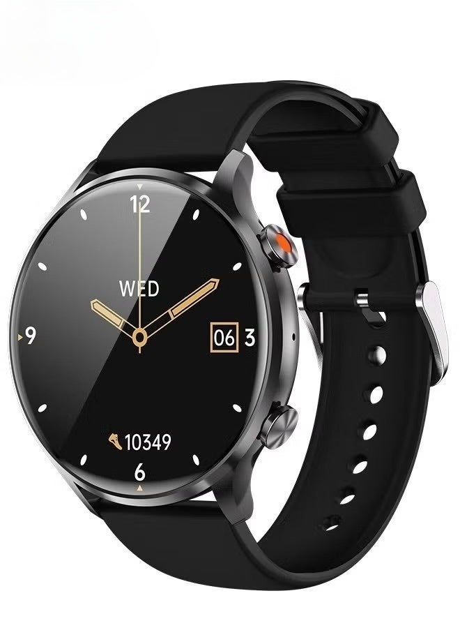 ساعة ذكية من العلامة الكورية Y5، ساعة أعمال، لياقة بدنية مقاومة للماء، مكالمات بلوتوث، متوافقة مع أندرويد وiOS، ساعة ذكية للرجال، طلاء سبائك الزنك، مراقبة معدل ضربات القلب، باللون الأسود. - Image 1