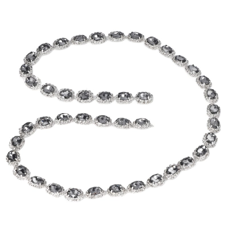 Crystal Rhinestone Chain 1 Yard 1.5cm Wide Transparent Grey Shiny Fashion Crystal Rhinestone Chain DIY Crafts Decoration - Image 2