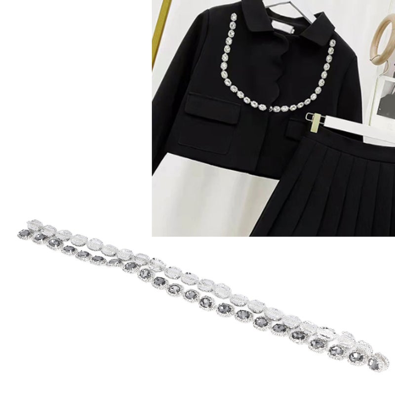 Crystal Rhinestone Chain 1 Yard 1.5cm Wide Transparent Grey Shiny Fashion Crystal Rhinestone Chain DIY Crafts Decoration - Image 4