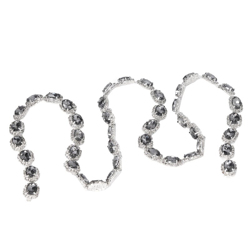 Crystal Rhinestone Chain 1 Yard 1.5cm Wide Transparent Grey Shiny Fashion Crystal Rhinestone Chain DIY Crafts Decoration - Image 5