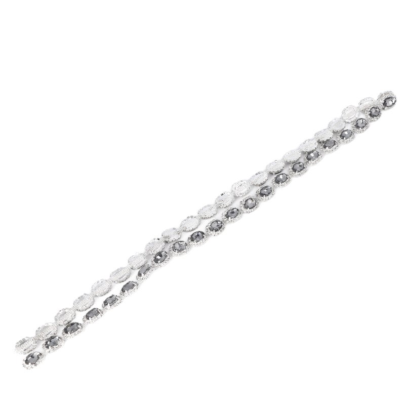 Crystal Rhinestone Chain 1 Yard 1.5cm Wide Transparent Grey Shiny Fashion Crystal Rhinestone Chain DIY Crafts Decoration - Image 3