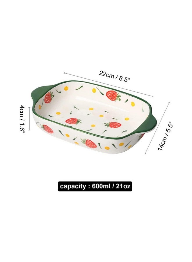 OLWICK أطباق خبز سيراميك مستطيلة OLWICK®، أطباق كسرولة للفرن، صواني لازانيا عميقة مع مقابض للمطبخ، 600 مل، عبوة من 2، أخضر داكن - Image 3