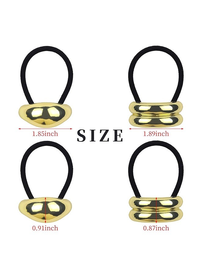 4-Piece Gold Metal Hairband,Elastic Ponytail Holder for Women, Elegant and Versatile Hair Accessories - Image 2