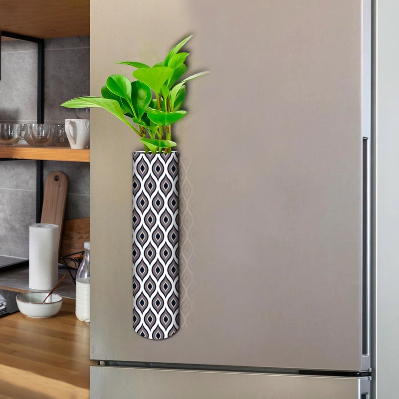 DecorTwist® Magnetic Planter for Fridge | Metal Hydroponic Plant Holder | Fridge Magnet Planter Pot Vase for Plants | Decorative Planter for Flowers & Money Plants Home Decor (White) - Image 3