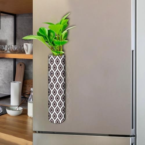 DecorTwist® Magnetic Planter for Fridge | Metal Hydroponic Plant Holder | Fridge Magnet Planter Pot Vase for Plants | Decorative Planter for Flowers & Money Plants Home Decor (White) - Image 1