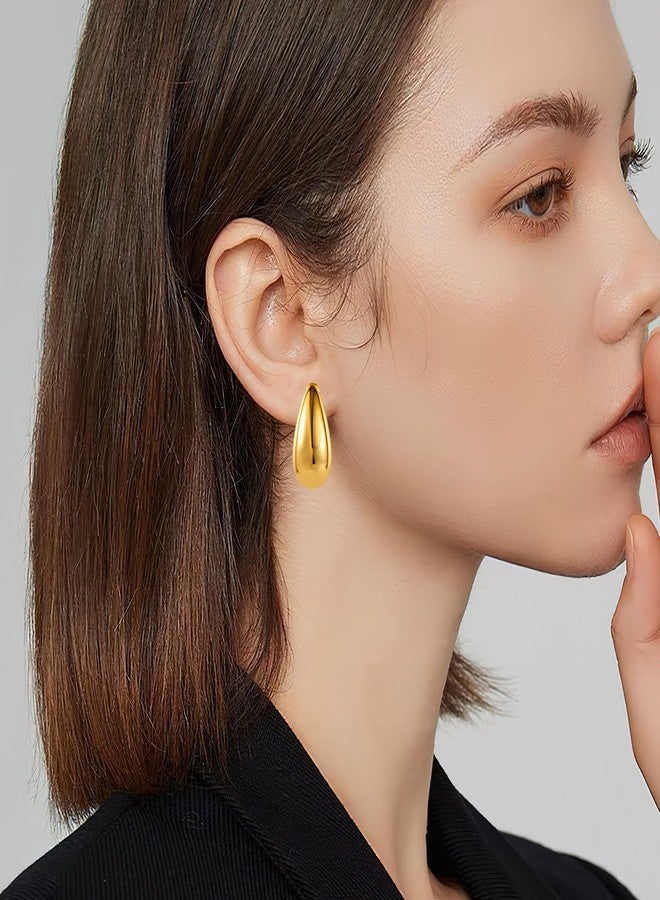 ALEXCRAFT Teardrop Clip On Earrings Dupes Earring for Women Chunky Hoop Earing Hypoallergenic Lightweight Dangle Water Drop Set for Women - Image 2