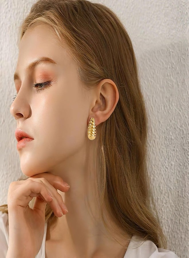 ALEXCRAFT Teardrop Clip On Earrings Dupes Earring for Women Chunky Hoop Earing Hypoallergenic Lightweight Dangle Water Drop Set for Women - Image 3