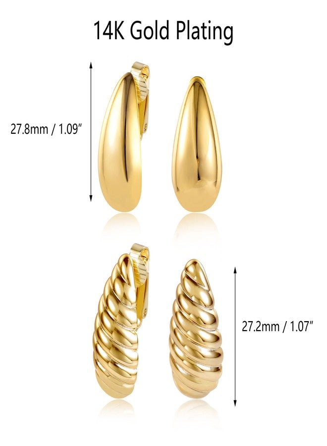 ALEXCRAFT Teardrop Clip On Earrings Dupes Earring for Women Chunky Hoop Earing Hypoallergenic Lightweight Dangle Water Drop Set for Women - Image 4